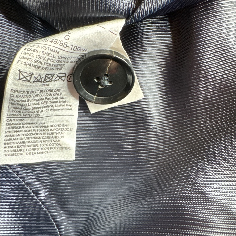 BANANA REPUBLIC Navy Blue Trench Coat, Water Resistant, Size L. - Picture 9 of 11